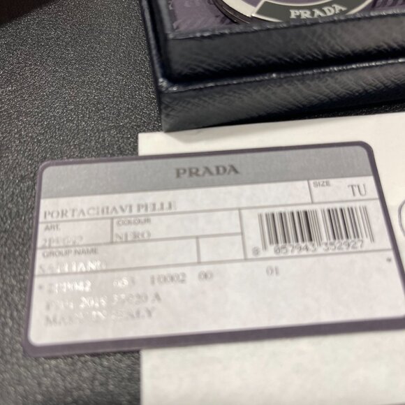Prada Black Leather Key Chain/Bag Charm Unisex (JB1119) - Picture 2 of 3